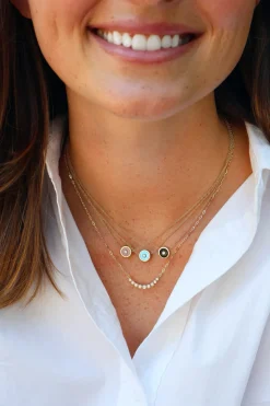 Mini Compass Pendant - Pink Opal