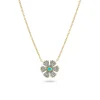 Mini Diamond Flower Pendant with Turquoise Center