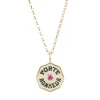 Mini Porte Bonheur Charm- Black Enamel & Pink Tourmaline