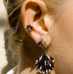 Mini Scarab Fly Stud Earring - Pink