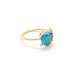 Mini Turquoise Crab and Coquillage Ring