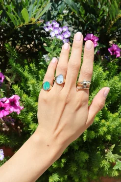 Mother of Pearl Pear Signet Ring