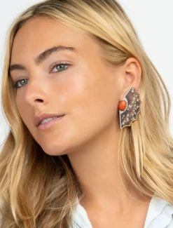 Obi Handpainted Coral Star Earrings