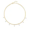 Omega Necklace with Dangling Pear Diamonds