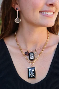 Onyx and Polki Diamond Pendant with Coral Motif
