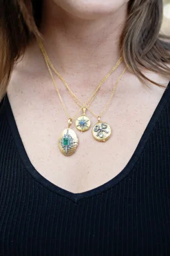 Oval Emerald Starburst Locket