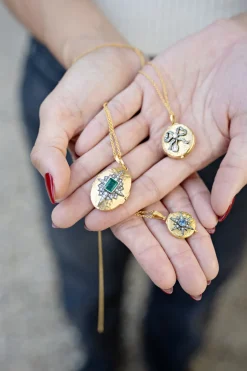 Oval Emerald Starburst Locket