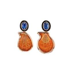 Palm Beach Orange Clam Shell & Kyanite Earrings