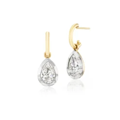 Pear Diamond Bezel Drop Earrings