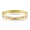 Pink Sapphire, Coral and Diamond Gypsy Bangle