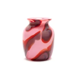 Pink Vase with Red & Black Swirls
