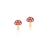 Red Enamel & Diamond Mushroom Studs