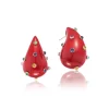 Red Tear Drop Earrings with Studded Gemstones