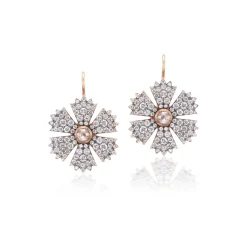 Rose Gold Diamond Flower Earrings