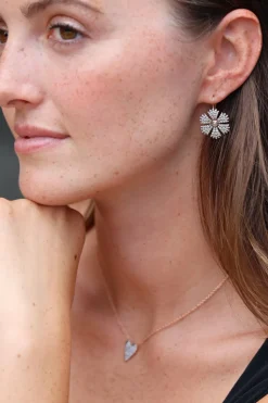 Rose Gold Diamond Flower Earrings