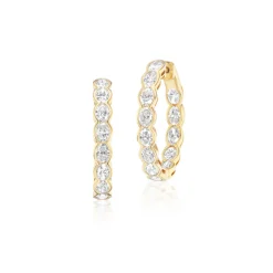 Scintilate Oval Diamond Bezel Hoop Earrings