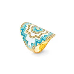 Sky Blue Enamel Mandala Wrap Ring