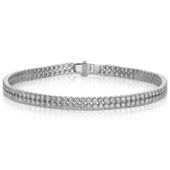 Small Double White Gold & Diamond Invisible Tennis Bracelet