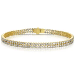 Small Double yellow Gold & Diamond Invisible Tennis Bracelet