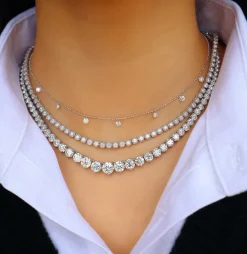 Small Floating Diamond Necklace - White Gold