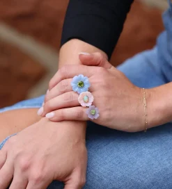 Small Island Pink Opal & Ethiopian Opal Flower Ring