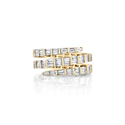 Three Row Baguette Diamond Coil Ring