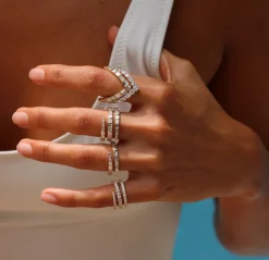 Three Row Baguette Diamond Coil Ring