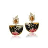 Tibetan Rose Half Moon Marquetry Earrings