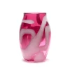Transparent Raspberry Vase w/ White Stripes