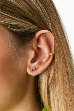 Tsavorite and Blue Sapphire Mini Loop Earring