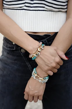 Turquoise & Blue Topaz Ombre Bar Chakra Bracelet