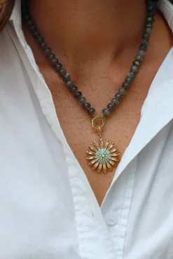 Turquoise Chubby Sunflower Pendant