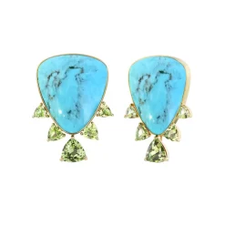 Turquoise & Peridot Hourglass Earrings