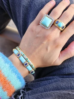 Turquoise, Sapphire and Diamond Flex Bangle