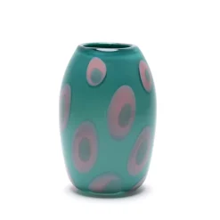 Turquoise Vase with Pink/Teal Spots