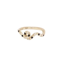 Wave Ring with Diamond & Black Enamel Polka Dots