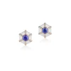 White Enamel and Tanzanite Hexagon "Queen" Studs