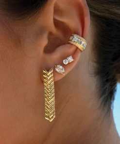 White Gold Small Palm Leaf Studs