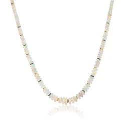 White Opal Necklace with Tsavourite and Gold Rondelles