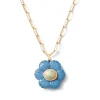 XL Blue Opal & Ethiopian Opal Flower Pendant