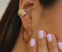Yellow Gold Single Row Diamond Ear Cuff