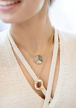 Yellow Rhodochrosite & Pink Tourmaline Lollipop Pendant